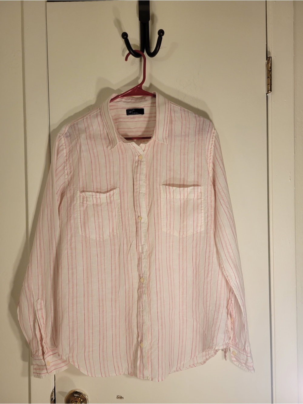 GAP Light Pink & White Striped Button-Down Shirt